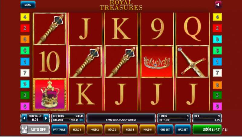 Игровой автомат Royal Treasures в казино Вулкан