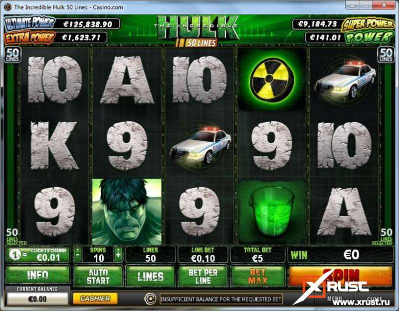 Игровой автомат The Incredible Hulk 50 lines